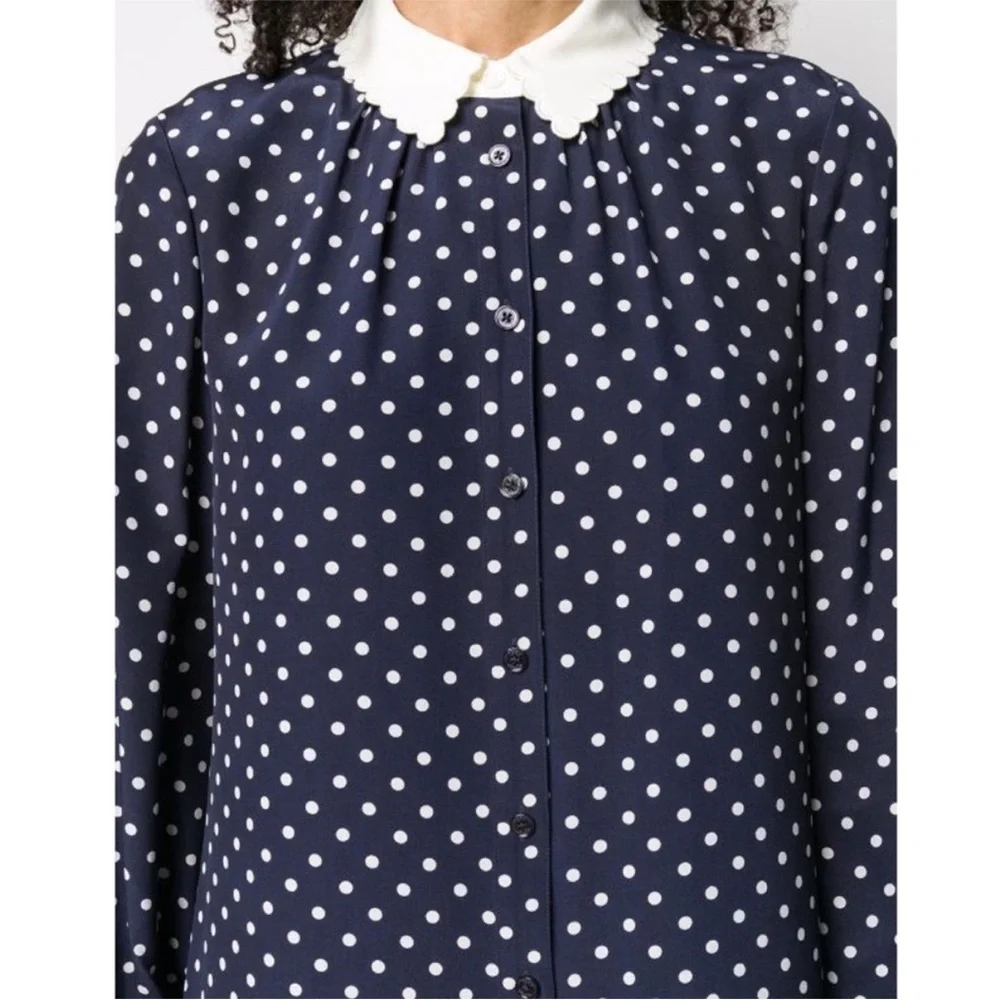 Tory Burch Dress Cora Polka Dot Shirt Dress Silk